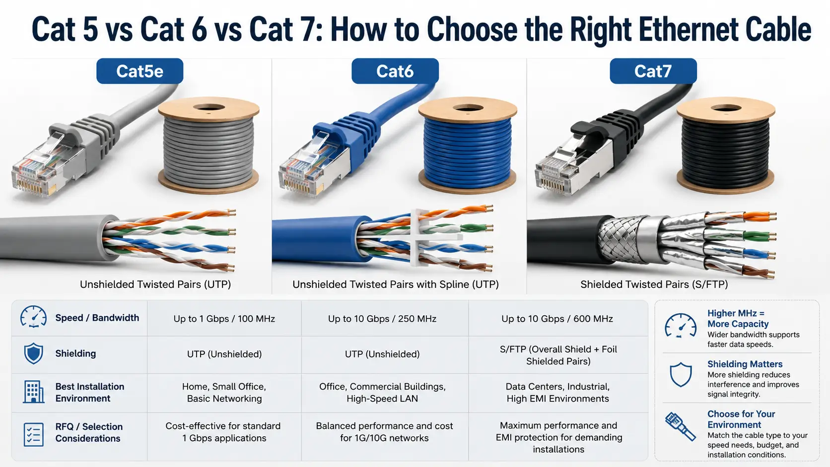 Cat 5 vs Cat 6 vs Cat 7: How to Choose the Right Ethernet Cable