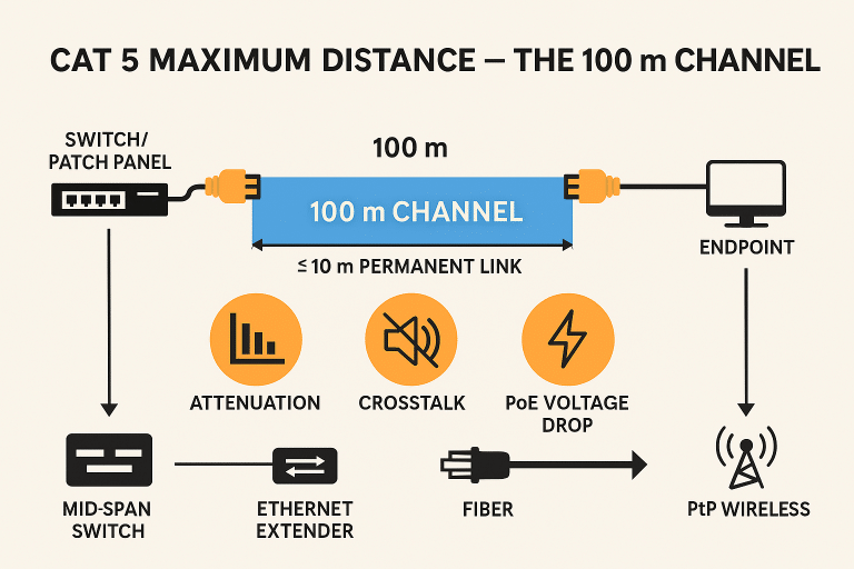How Far Can You Run Cat 5 Cable? The 100 m Rule Explained