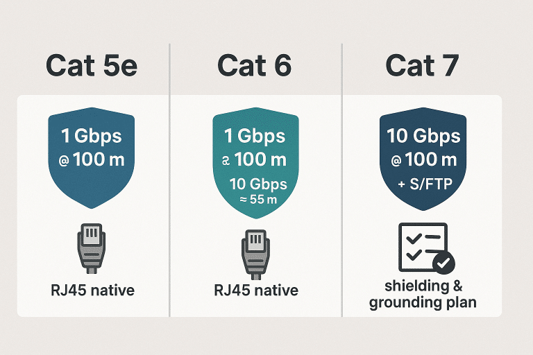 Cat 5e vs Cat 6 vs Cat 7: Which Should You Choose?