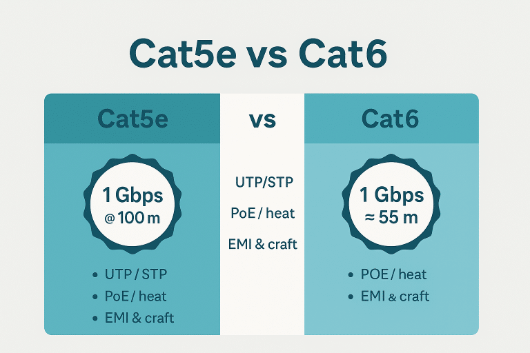 Cat5e vs Cat6: What Changes and What Doesn’t